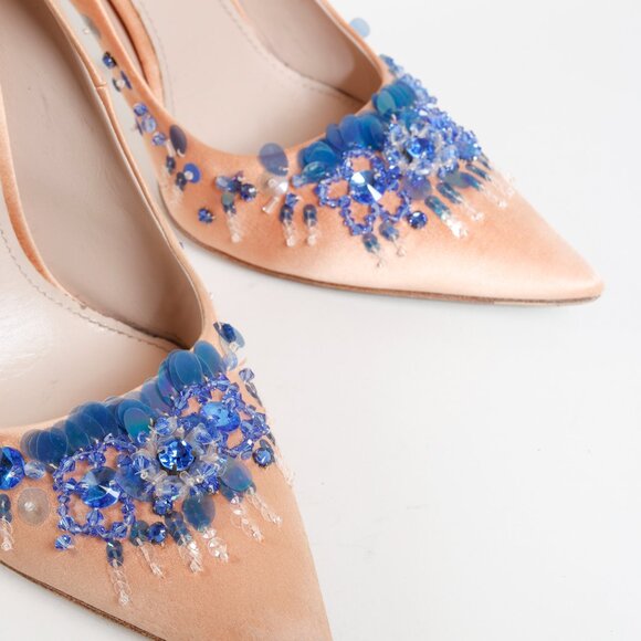 Miu Miu Pink Satin Embellished Heels - Picture 7 of 10